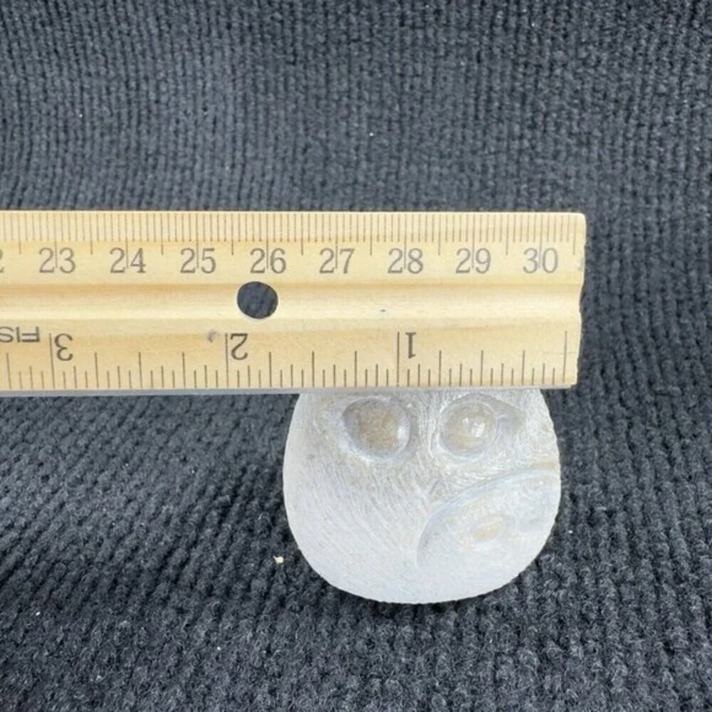 Vintage Hand Carved Stone Bird Owl With Baby Figurine‎ Artist Signed Figure VTG